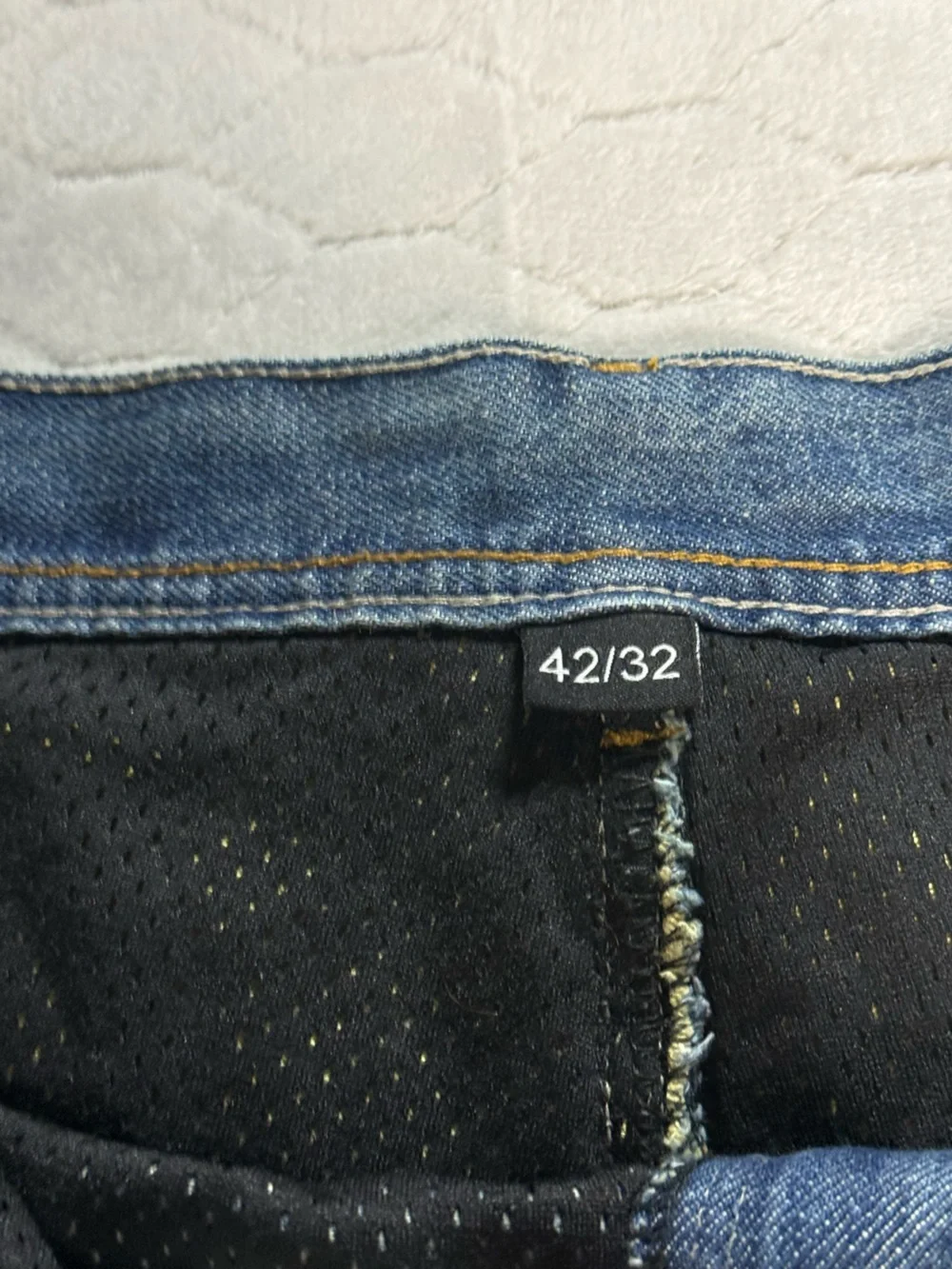 Iron Workers Motorcycle Riding Jeans 42x32 Mesh Lined Double Knee Denim